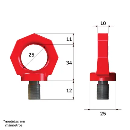 Olhal Aparafusável RS 1/4POL - 20UNC 400kg - Olhal Aparafusável RS